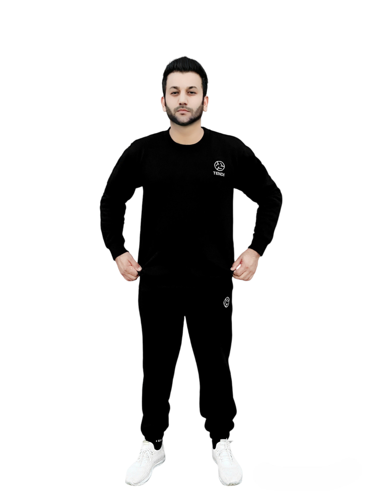 Black Fleece Sweat Set | Sweat Shirt + Sweat Trouser Pant | Winter - Tendi