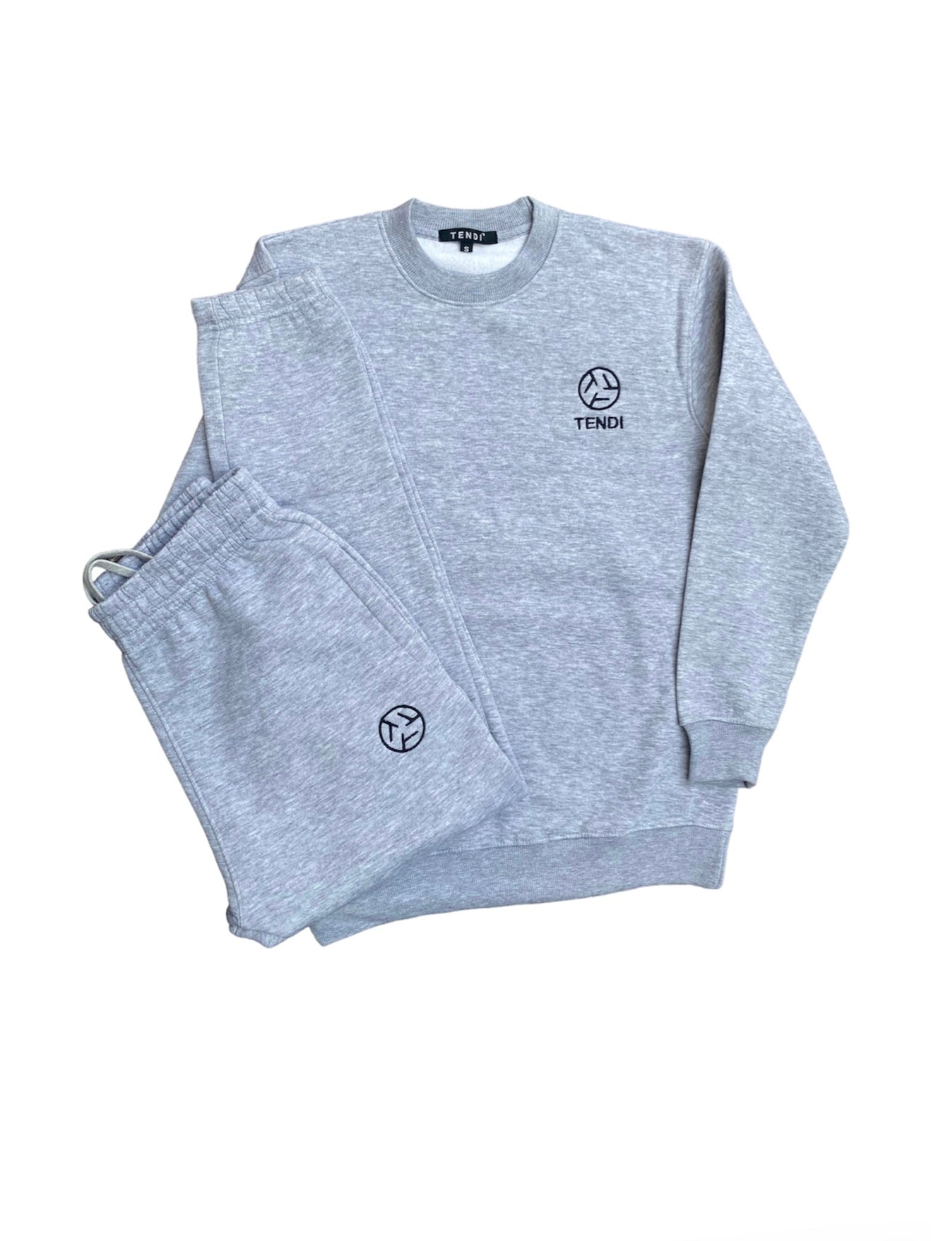 Grey Fleece Sweat Set | Sweat Shirt + Sweat Trouser | Winter - Tendi