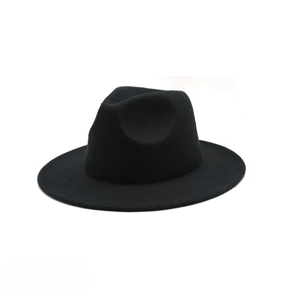 Tendi Classic Wool Felt Fedora Hat Black - Gentlemen Hat for Women