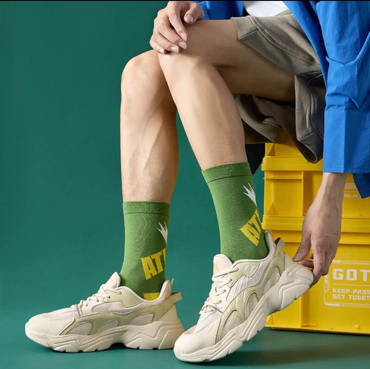 Printed Sport Socks | Green - Tendi