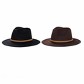 Wool Felt Fedora Hat Pack of 2 Black & Brown - Gentlemen Hat for Men & Women - Tendi