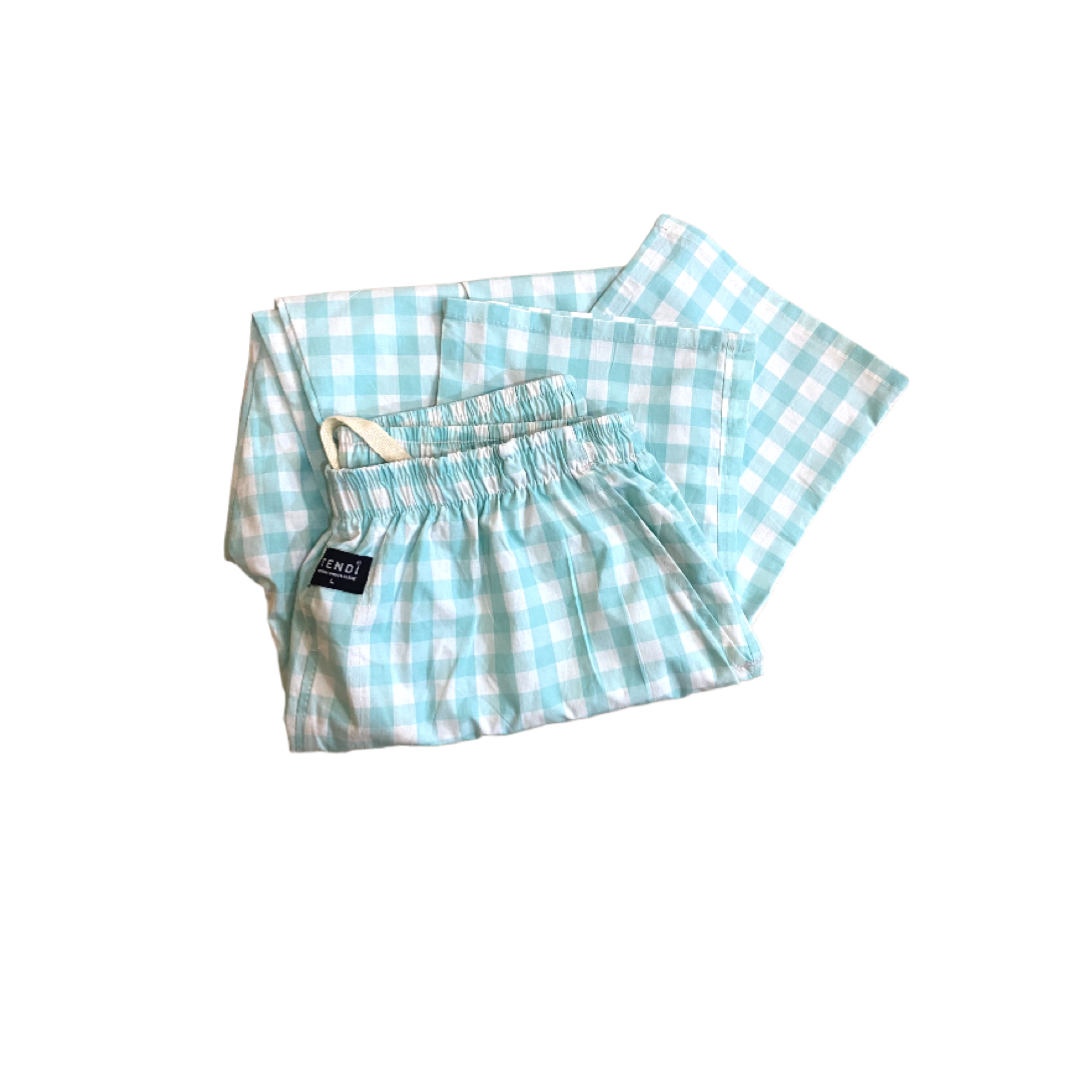 Tendi Ultra Comfort Cotton Pajama - Oceanic Green Check - Tendi