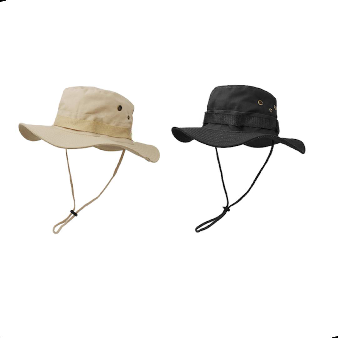 Tendi Classic Unisex Floppy Hat Khaki & Black | Sun Protection Hat | Pack of 2 - Tendi