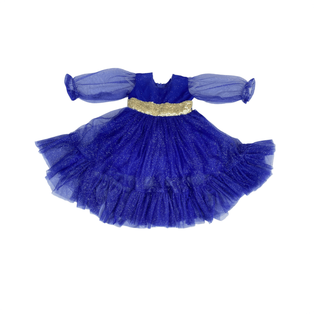 Royal Blue Frill Frock With Net Stuff - Tendi