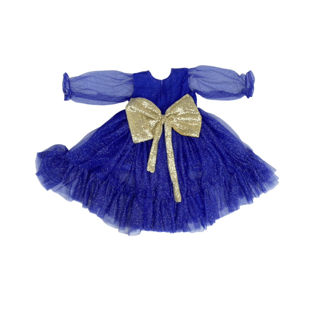 Royal Blue Frill Frock With Net Stuff - Tendi