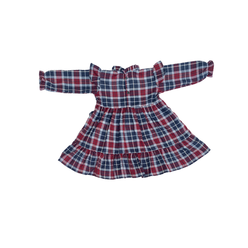 Long Sleeve Check Ruffle Frock